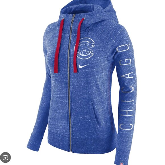 NWT Nike Chicago Cubs Zip Up Sweatshirt Women S Hoodie Full Royal Blue Red - Picture 1 of 4